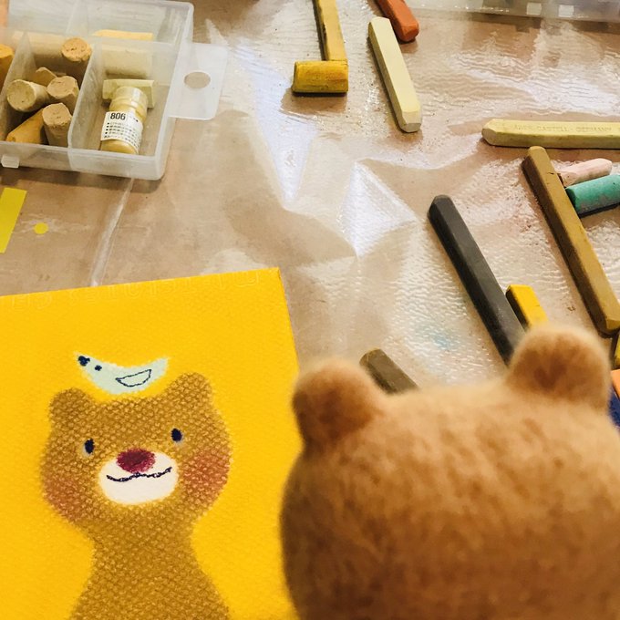くまさん、くまさんの絵が描けたよ。「あ、ぼくや。あたまにとりさんがのってる。はは。かわいな。ありがとな、ouchiさん。 くまさん、くまさんの絵が描けたよ。「あ、ぼくや。あたまにとりさんがのってる。はは。かわいな。ありがとな、ouchiさん。