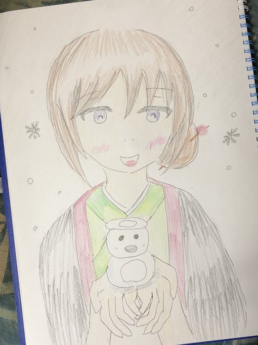 お目汚しすいません😅葵ちゃんの雪遊び!!❄#かくりよの宿飯#アナログイラスト お目汚しすいません😅葵ちゃんの雪遊び!!❄#かくりよの宿飯#アナログイラスト