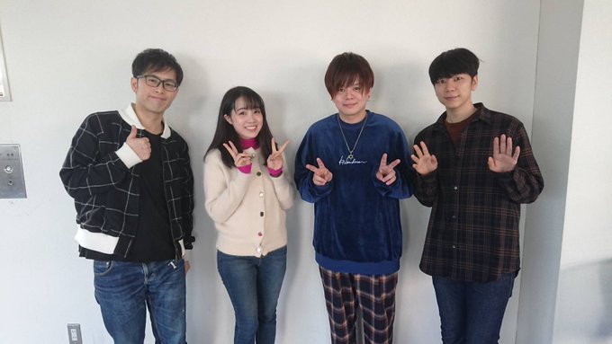 高橋花林ちゃんは、若手男性声優の入江玲於奈さん、西山宏太朗さん、谷口悠さんの3人によるエンターテイメント集団『大井町クリ 高橋花林ちゃんは、若手男性声優の入江玲於奈さん、西山宏太朗さん、谷口悠さんの3人によるエンターテイメント集団『大井町クリ