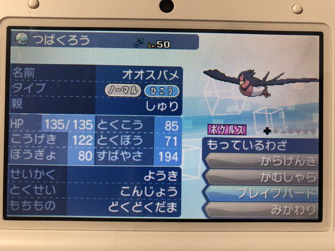 オオスバメって根性からげんき型のイメージあったけどいつのまにかばくおんぱ型が主流らしいね。s125 オオスバメって根性からげんき型のイメージあったけどいつのまにかばくおんぱ型が主流らしいね。s125