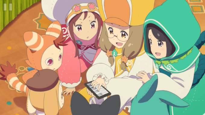 劇中一瞬のカットですが、このシーンの三人組とポッピン族超好きです。小夏が中心で信号機みたいになってるのも好きです。#ポッ 劇中一瞬のカットですが、このシーンの三人組とポッピン族超好きです。小夏が中心で信号機みたいになってるのも好きです。#ポッ