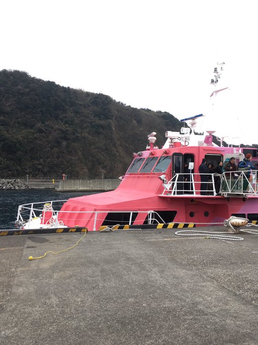 岡田港着いた。#東海汽船 #ビビオペ #vividred 岡田港着いた。#東海汽船 #ビビオペ #vividred