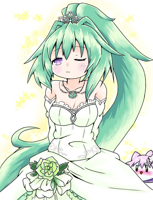 ウエディングドレス・・・似合いますか💚(っ ॑ᵕ ॑c)💓 #ネプテューヌ #NEPTUNE #ベール #VERT #グ ウエディングドレス・・・似合いますか💚(っ ॑ᵕ ॑c)💓 #ネプテューヌ #NEPTUNE #ベール #VERT #グ