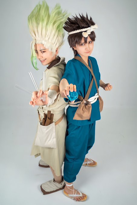 #コスモスナップ09【作品名】 Dr.STONE【キャラ名】 石神千空(輝希 )/クロム(かりん)【一言】衣装やウイッグ #コスモスナップ09【作品名】 Dr.STONE【キャラ名】 石神千空(輝希 )/クロム(かりん)【一言】衣装やウイッグ