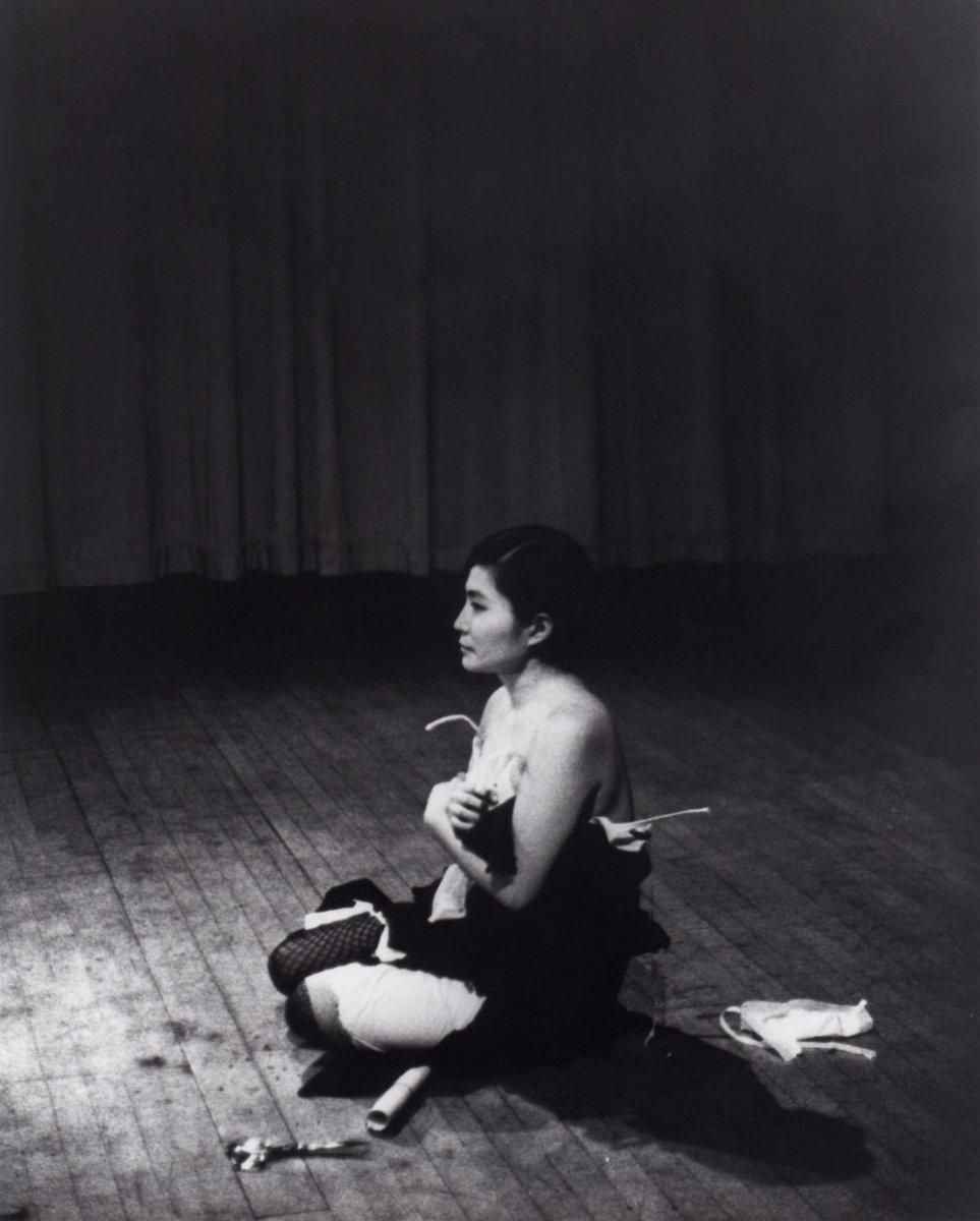 CUT PIECE, 1964
Performed by Yoko Ono in New Works of Yoko Ono, Carnegie Recital Hall, New York, March 21, 1965. 
