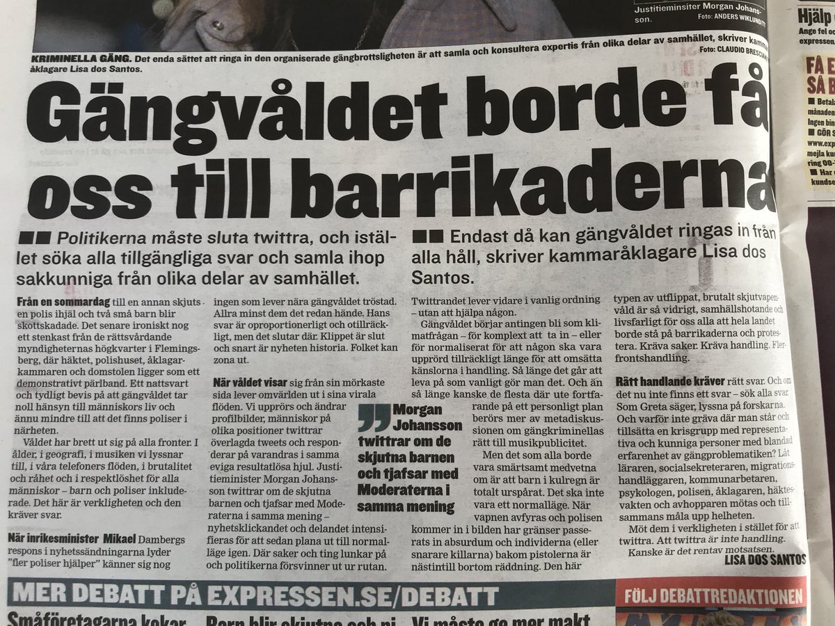 Har ni läst det här? Det är en kammaråklagare som skriver ett debattinlägg om gängkriminalitet! 