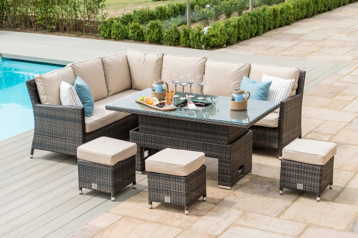 Maze Rattan Venice Corner Dining Set, Ice Bucket With Rising Table...