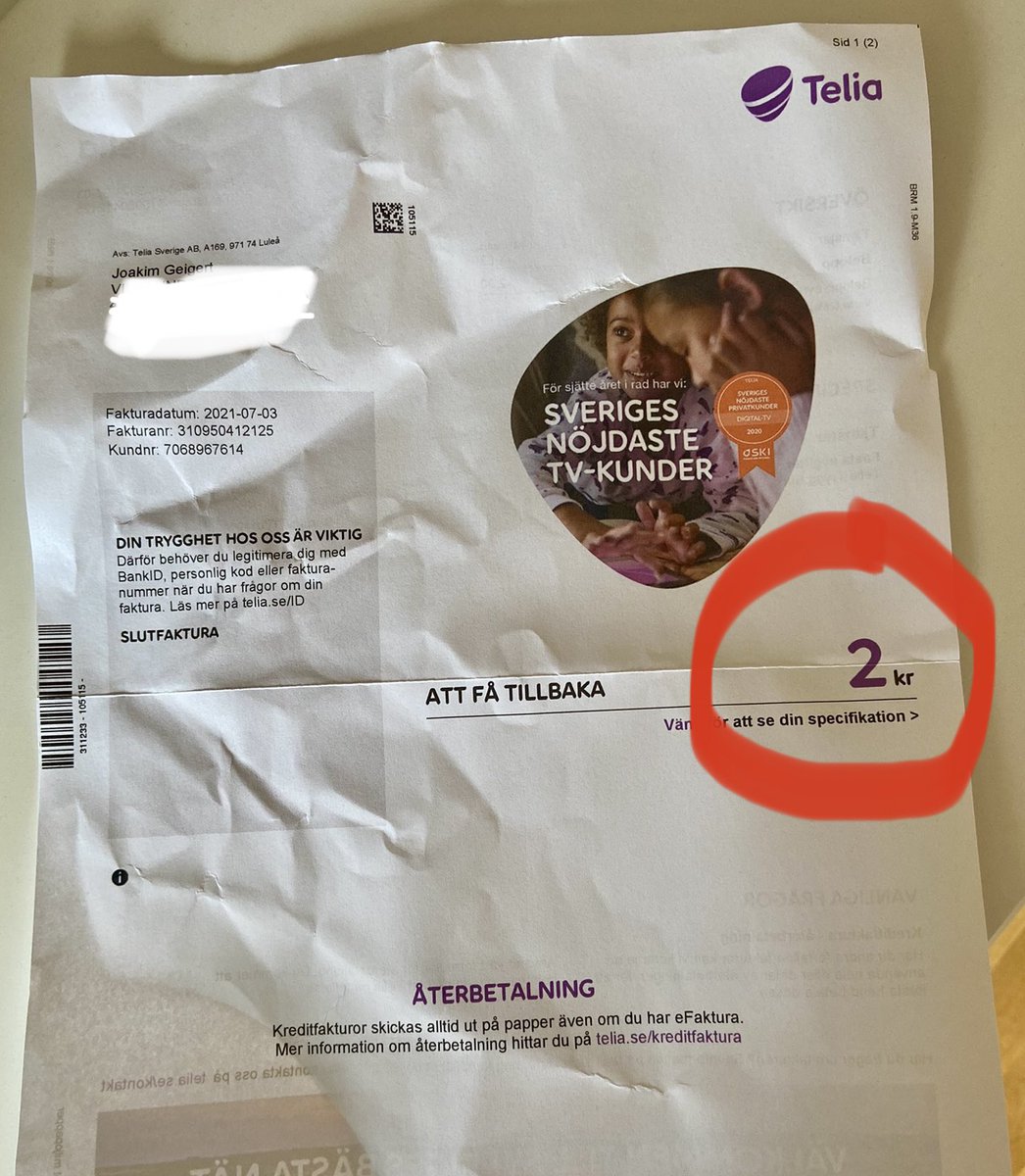 Hej @TeliaSverige om ni undrar var era pengar tar vägen så kostar det en del att skicka den här typen av brev… 