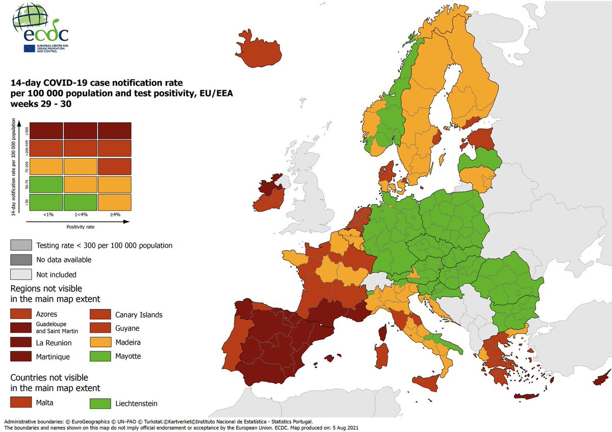 The latest from @ECDC_EU on the pandemic situation in most of Europe this week. 