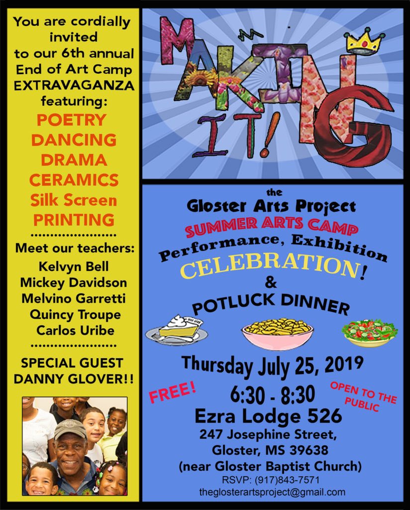 Tonight I’m in Gloster, MS celebrating with my family at The Gloster Arts Project #artseducation 