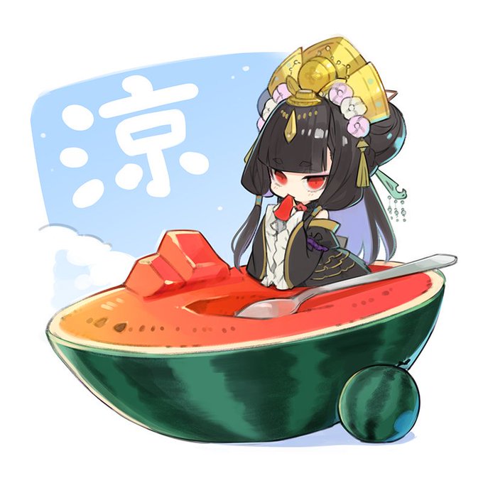 嘲風とスイカ。暑中見舞いっぽく描いてみたっ!暑いっ!(=゚ω゚)ノ #サンファン 嘲風とスイカ。暑中見舞いっぽく描いてみたっ!暑いっ!(=゚ω゚)ノ #サンファン
