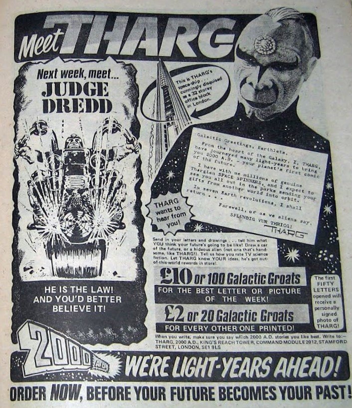 Image result for First adverts for Judge Dredd 2000ad