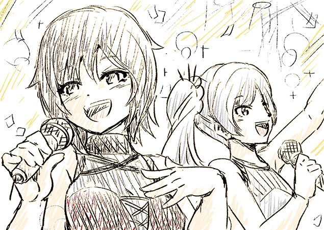 RWBY落書き〜。アニメ「キャロル&チューズデイ」見てたら歌ってるルビー達を描きたくなったのです。#RWBY RWBY落書き〜。アニメ「キャロル&チューズデイ」見てたら歌ってるルビー達を描きたくなったのです。#RWBY