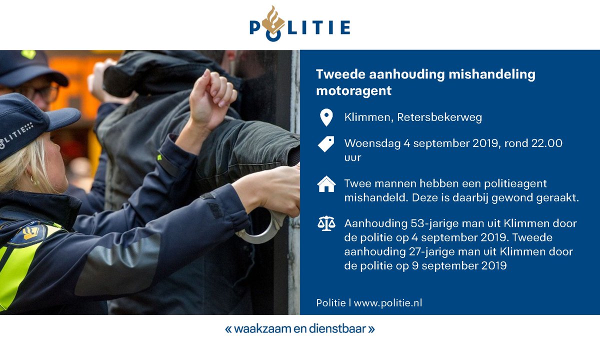 Vanmorgen is de tweede verdachte van het geweld tegen de motoragent in #klimmen aangehouden...