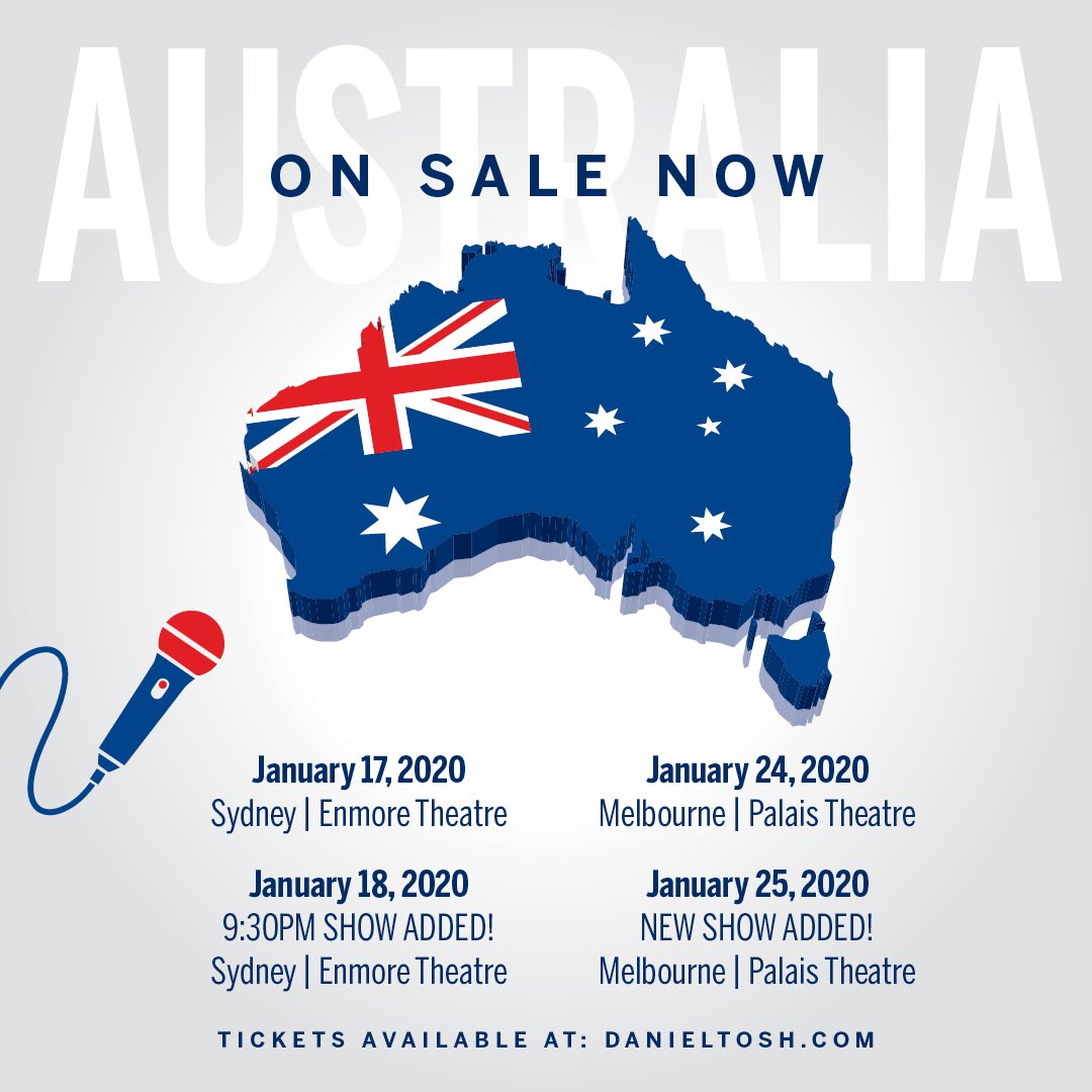 attention australia!!! i’ve added shows in sydney and melbourne!! tickets on sale now!  