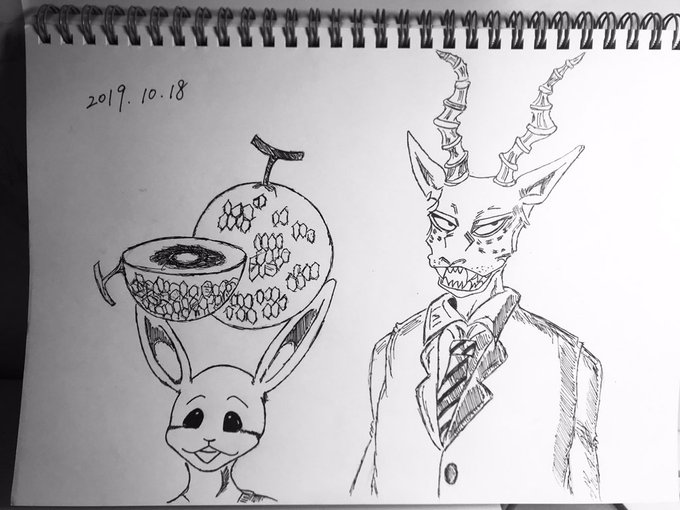 新しい絵は完成した、今回はなんとメロン🍈とハルちゃんです!#BEASTARS #bstanime 新しい絵は完成した、今回はなんとメロン🍈とハルちゃんです!#BEASTARS #bstanime