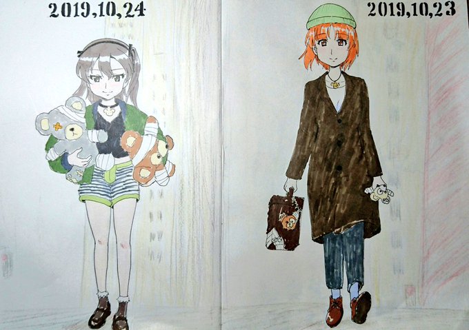 Happy Halloween🎃過去絵ですけど(^_^;)みぽりんと愛里寿ちゃんは映画「レオン」のレオンとマチルダの衣装