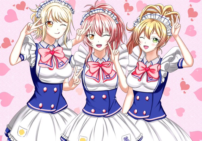 めいどりーみんの虹ヶ咲の愛ちゃんとデレステの美嘉ちゃんとはじギャルのゆかなちゃんのイラスト完成しました。#めいどりーみん めいどりーみんの虹ヶ咲の愛ちゃんとデレステの美嘉ちゃんとはじギャルのゆかなちゃんのイラスト完成しました。#めいどりーみん
