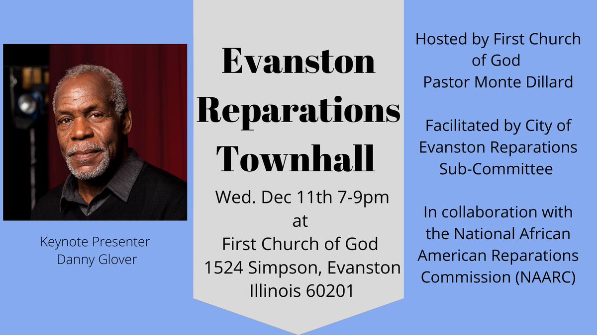 Registration info for the Evanston Reparations Town hall I'm speaking at on Dec 11th  