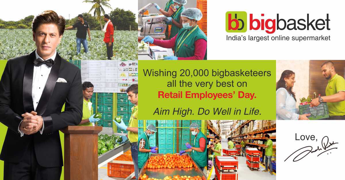 Wishing 20,000 bigbasketeers all the very best on Retail Employees’ Day. Aim High. Do Well in Life. @bigbasket_com 