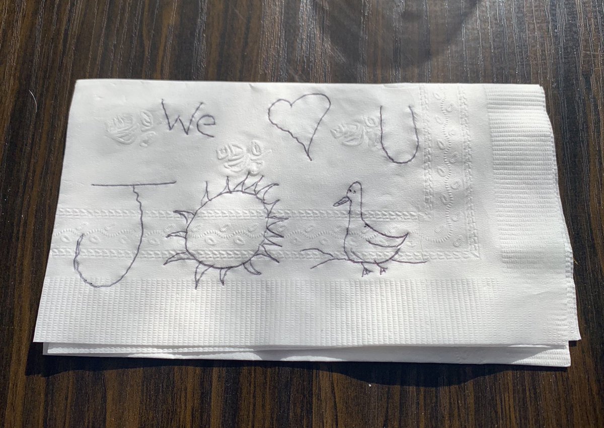 They brought this napkin with my lunch ⁦@peiranosmarket⁩ in Ventura. Thanks! It really made my day. 