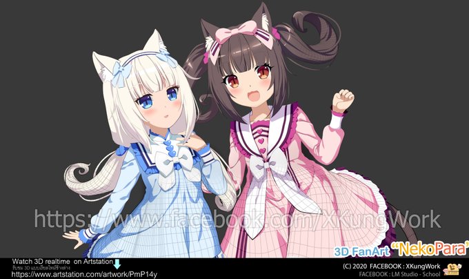 3Dファンアート アニメ「ネコぱら」フル3Dあなたは今ArtStationで見ることができます。Chocola and 3Dファンアート アニメ「ネコぱら」フル3Dあなたは今ArtStationで見ることができます。Chocola and