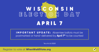 I don’t live in Wisconsin, but I’m a fan of Democracy. Get those ballots Postmarked by HOLY COW! TODAY!!! Hanx... 