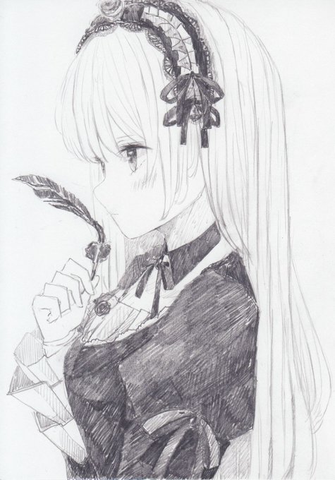 シャーペンで描きました。ローゼンメイデンより水銀燈です シャーペンで描きました。ローゼンメイデンより水銀燈です