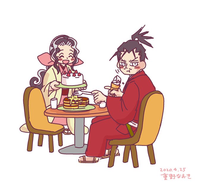 お題箱絵。「信長とパンケーキ」「ソフトクリームを食べる信長」「ケーキを食べてる信長と帰蝶」全部まとめました。#信長の忍び お題箱絵。「信長とパンケーキ」「ソフトクリームを食べる信長」「ケーキを食べてる信長と帰蝶」全部まとめました。#信長の忍び