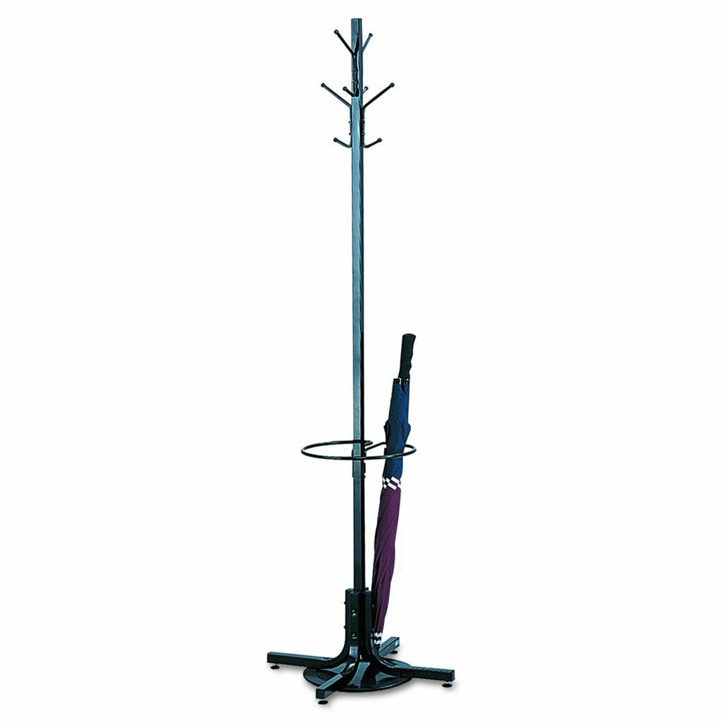 Safco Products Costumer Coat Rack Tree with Umbrella Stand, Black...
