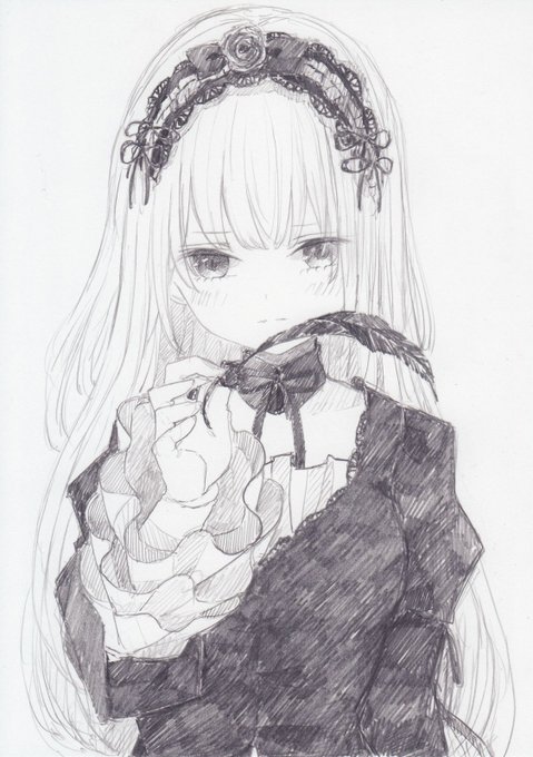 シャーペンで描きました。ローゼンメイデンより水銀燈です シャーペンで描きました。ローゼンメイデンより水銀燈です