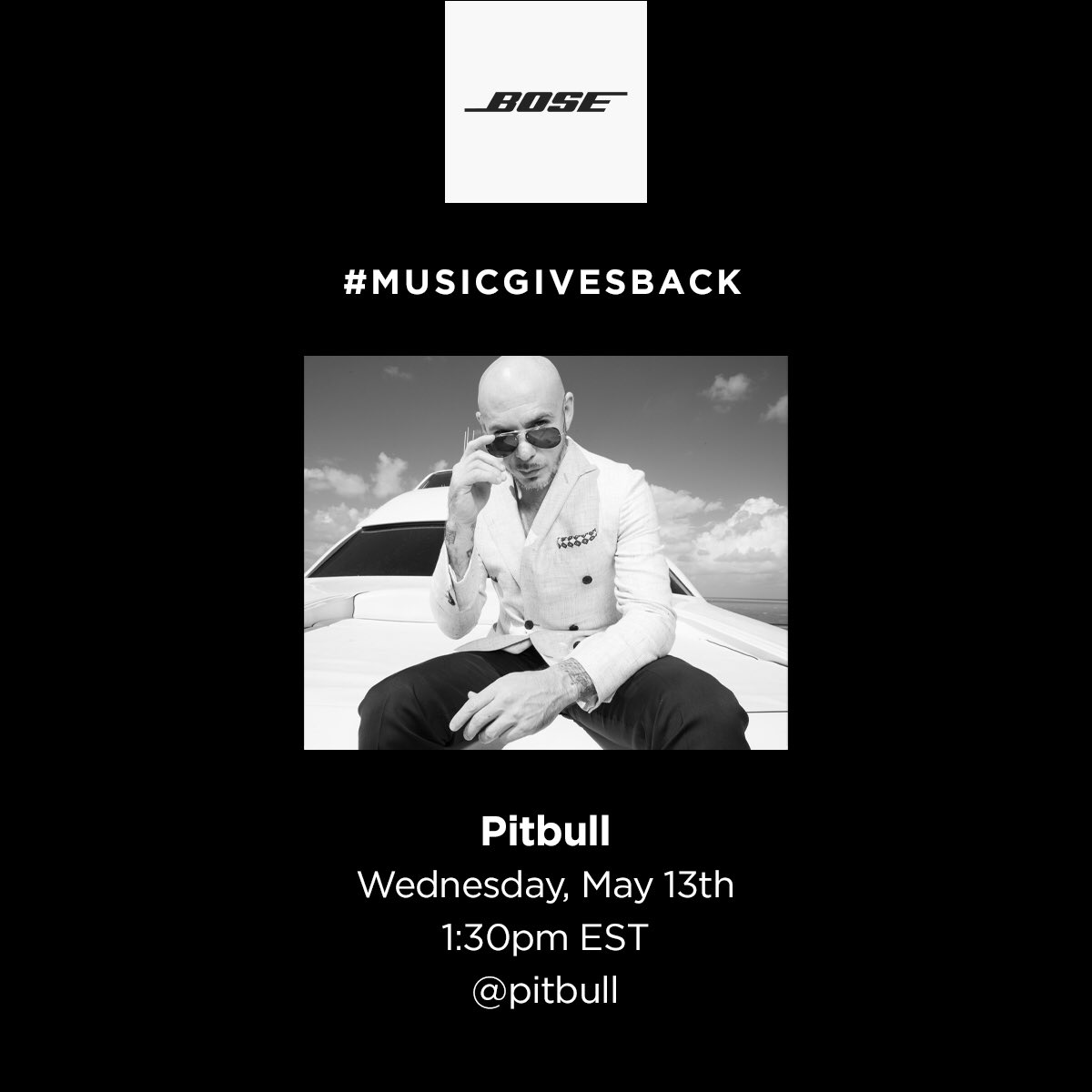Catch yours truly on IG Live tomorrow at 1:30pm EST for @Bose #MusicGivesBack at @SLAMMiaOfficial Dale! 
