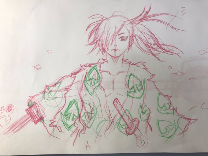 EDアニメで書いた百鬼丸の下書きですw。どろろはシナリオまで書きたかったなぁ。 EDアニメで書いた百鬼丸の下書きですw。どろろはシナリオまで書きたかったなぁ。