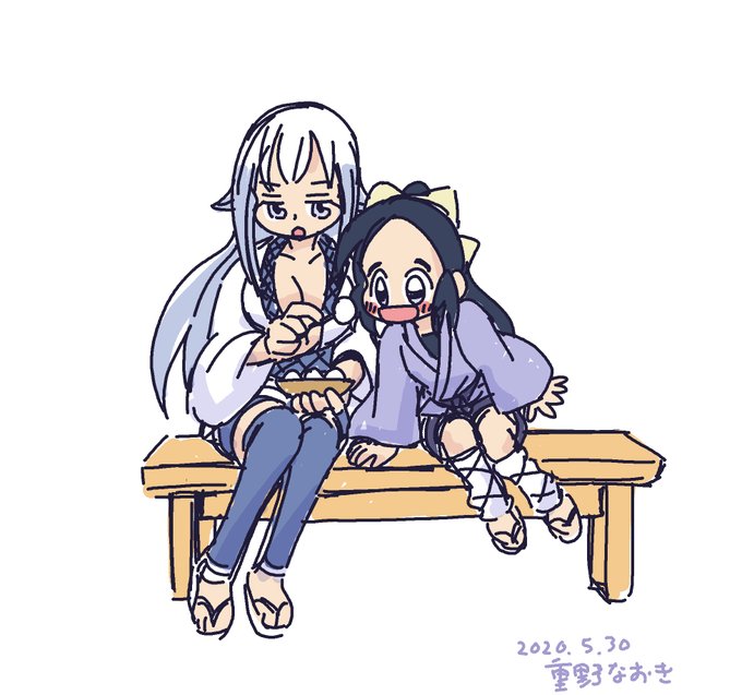 お題箱絵。「仲の良い千鳥と千代女」#信長の忍び お題箱絵。「仲の良い千鳥と千代女」#信長の忍び