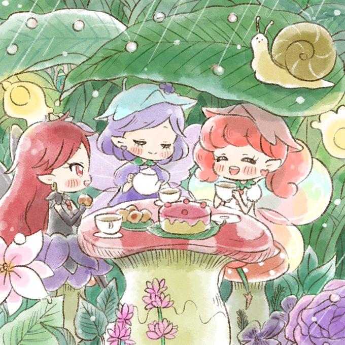 おはリル〜💐先日のアンケートの結果はティータイムだったリル!雨の中葉っぱのかげで雨宿りティータイムリル✨あめみちゃんも梅 おはリル〜💐先日のアンケートの結果はティータイムだったリル!雨の中葉っぱのかげで雨宿りティータイムリル✨あめみちゃんも梅