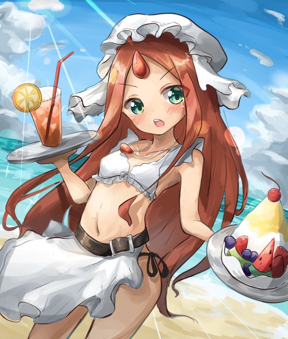 水着メイドなマイネちゃん!#パズドラ #パズドライラスト 水着メイドなマイネちゃん!#パズドラ #パズドライラスト