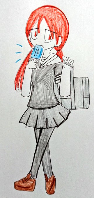 パピコを頬張るつゆあやに便乗し、ガリガリ君を頬張るさりな描きました🍦💡当たりが出たら、もう一本を彩ちゃんにあげちゃう…か パピコを頬張るつゆあやに便乗し、ガリガリ君を頬張るさりな描きました🍦💡当たりが出たら、もう一本を彩ちゃんにあげちゃう…か