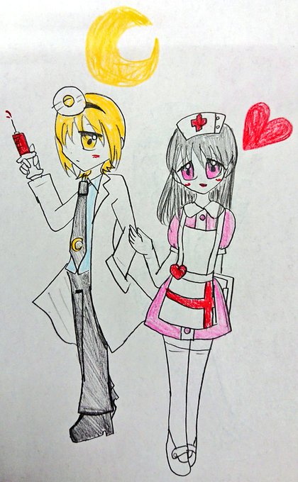 ナースな彩ちゃんとドクターつゆゆ💉🏥💊ちなみに彩ちゃんのナース服はスーダン2の罪木ちゃんを元にしてます…🌴💡#魔法少女サ ナースな彩ちゃんとドクターつゆゆ💉🏥💊ちなみに彩ちゃんのナース服はスーダン2の罪木ちゃんを元にしてます…🌴💡#魔法少女サ