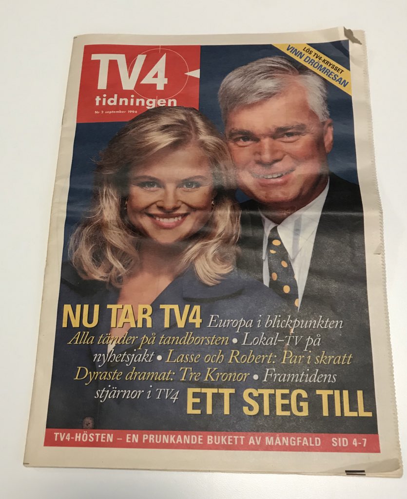 ...och @tv4 hade en egen tidning ett tag! @lassebengtssonjournalist och jag fick äran vara med på omslaget ca 1993 😊 