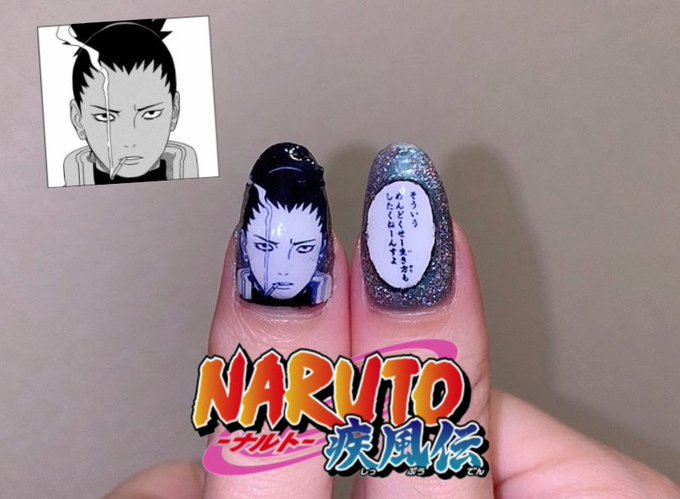 セルフネイル極めると痛ネイルが自分でできるようになる🤔w最近ずっとナルト見てるからNARUTOの推しのシカマルを😆ヒロフ セルフネイル極めると痛ネイルが自分でできるようになる🤔w最近ずっとナルト見てるからNARUTOの推しのシカマルを😆ヒロフ