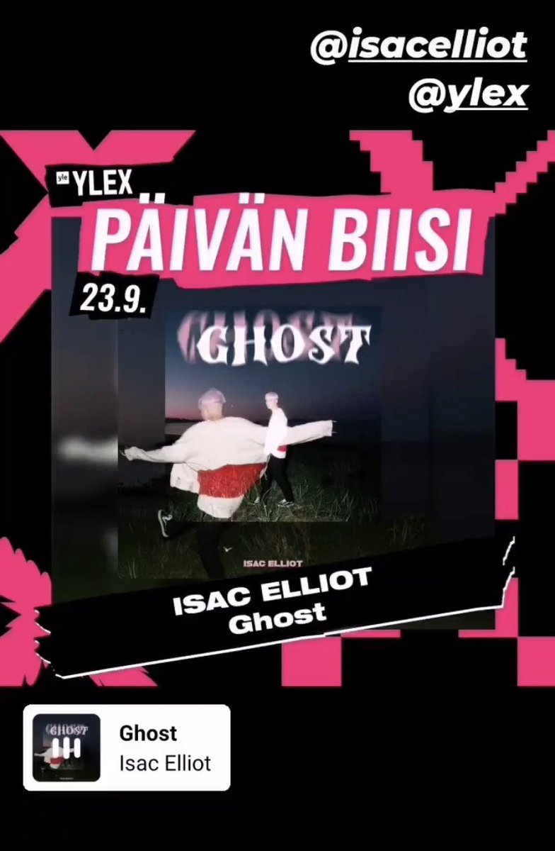 Ghost is song of the day at @YleX Super happy for this🙏🏻💫Thank you so much! 
