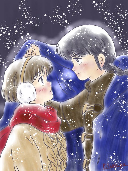 ガラスの仮面30巻表紙のオマージュ✨だいぶ早いけど雪景色❄️❄️❄️#らんま #乱あ ガラスの仮面30巻表紙のオマージュ✨だいぶ早いけど雪景色❄️❄️❄️#らんま #乱あ