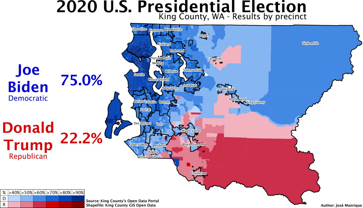 2020 Presidential Election in King County, WA (Seattle) r/USElectionMaps