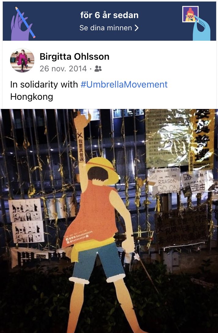 Today 6 years ago in Hongkong. The struggle for freedom and democracy continues. 