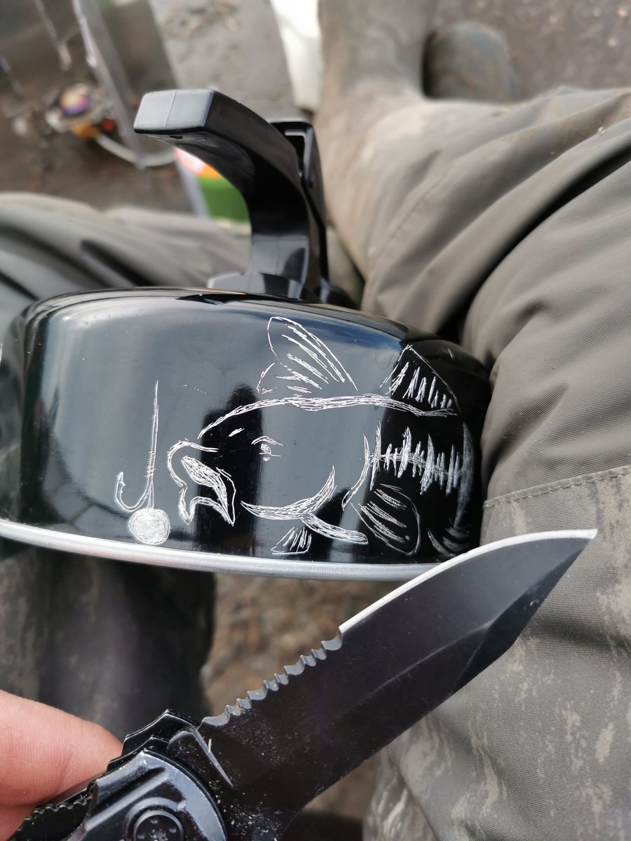 Little bit of Etching on my kettle whilst waiting on a bite! 😂 #carpfishing #fishing #newkettle h