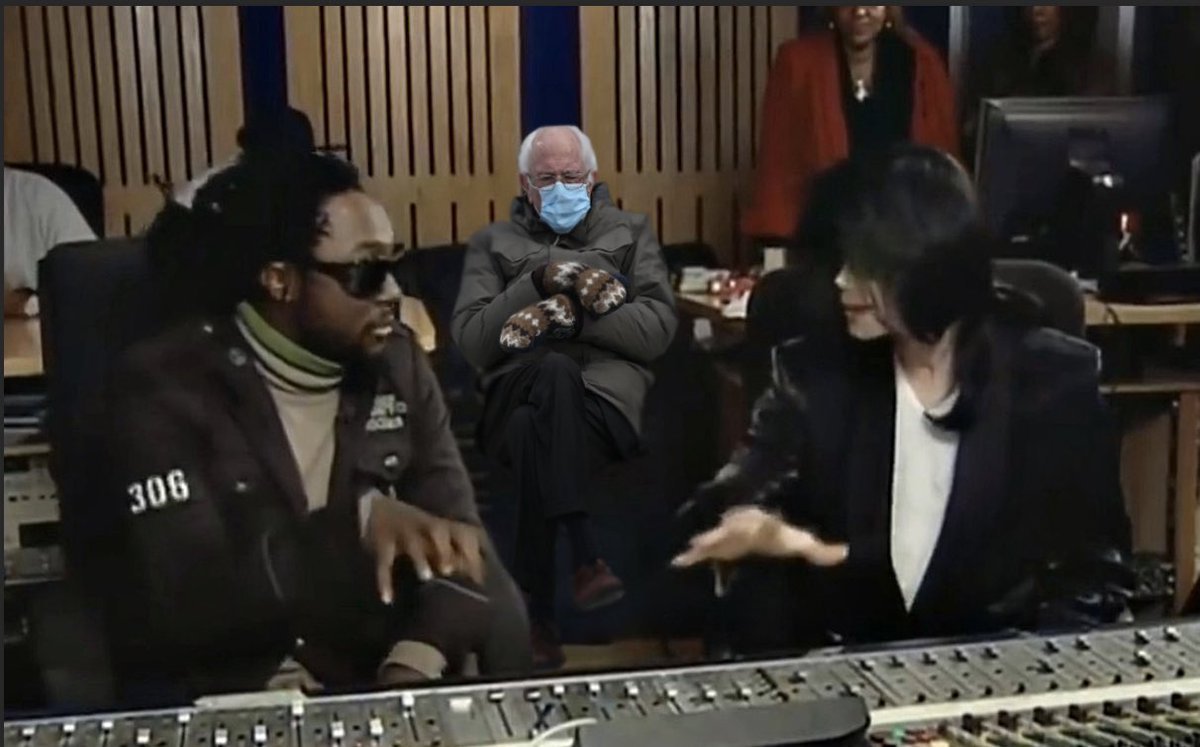Rocking in the studio with @michaeljackson and @SenSanders back in the day...#WEARaMASK 