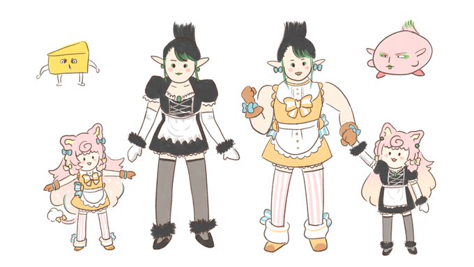 チャイカさんとぽぴのお洋服、おそろ度が高いという絵#お花畑青空大写生大会 チャイカさんとぽぴのお洋服、おそろ度が高いという絵#お花畑青空大写生大会