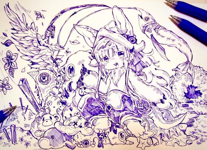 メイドインアビス: ナナチとミーティ🐭🐇久々の青ボールペン🥰#メイドインアビス メイドインアビス: ナナチとミーティ🐭🐇久々の青ボールペン🥰#メイドインアビス