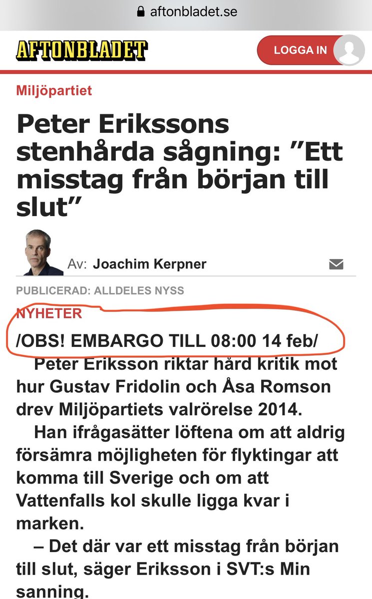 När SVT och Aftonbladet samarbetar om när en nyhet ska bli en nyhet så kan de väl iallafall försöka dölja det. 🙄 