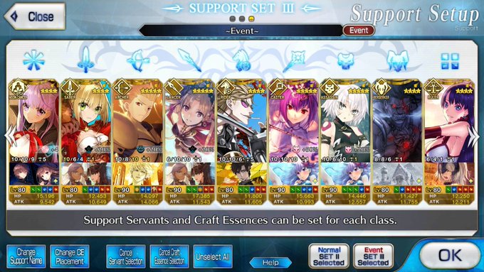 My support list for the CCC eventI have no Fate/Extra charac My support list for the CCC eventI have no Fate/Extra charac